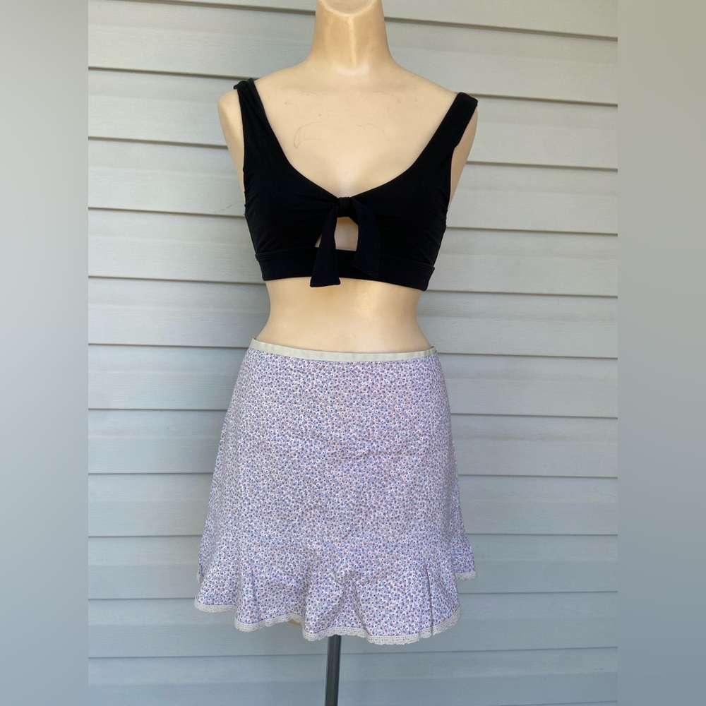 Express Vintage-Style Floral Mini Skirt